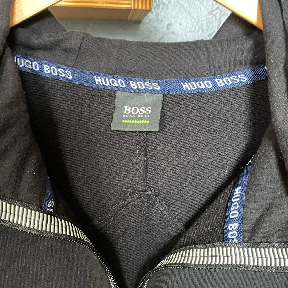 Hugo Boss Black Hooded Zip Sweatshirt with Contrast Drawstrings - Picture 4 of 5